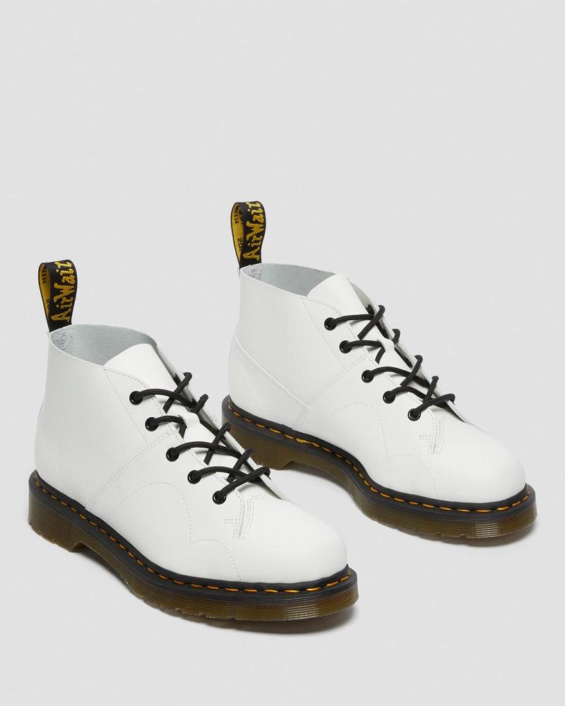 Men's Dr Martens Church Smooth Leather Monkey Boots White | AU 549PJJ